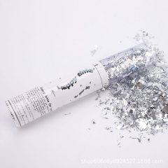 Пневмохлопушка, Серебро, Конфетти дробленое, 40 см, 1 шт.