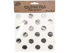 Сервировочные салфетки, Белый, Горох Серебро, 33*33 см, 6 шт.