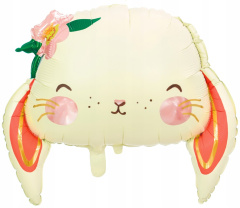 ПД Шар (20"/51 см) Фигура, Голова, Зайка с цветком, 1 шт. в уп.